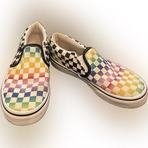 VANS Classic Slip-On Sneakers for Kids Checkered Rainbow, Multicolored, Size 2